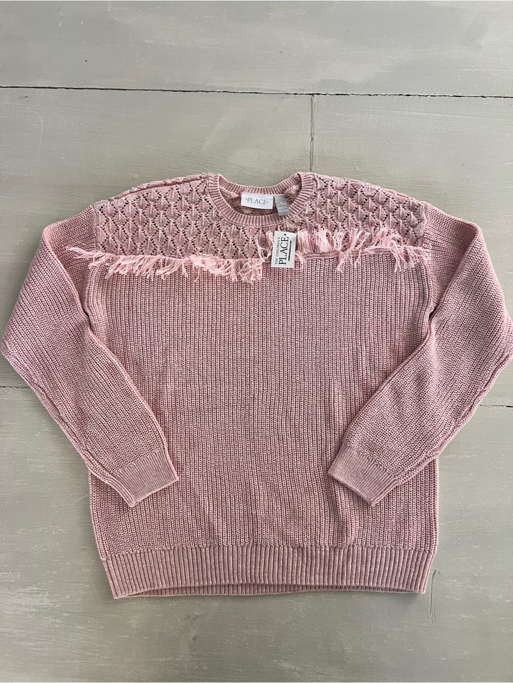 NWT The Children’s Place Girls Pink Knit Fringe Sweater Size 16